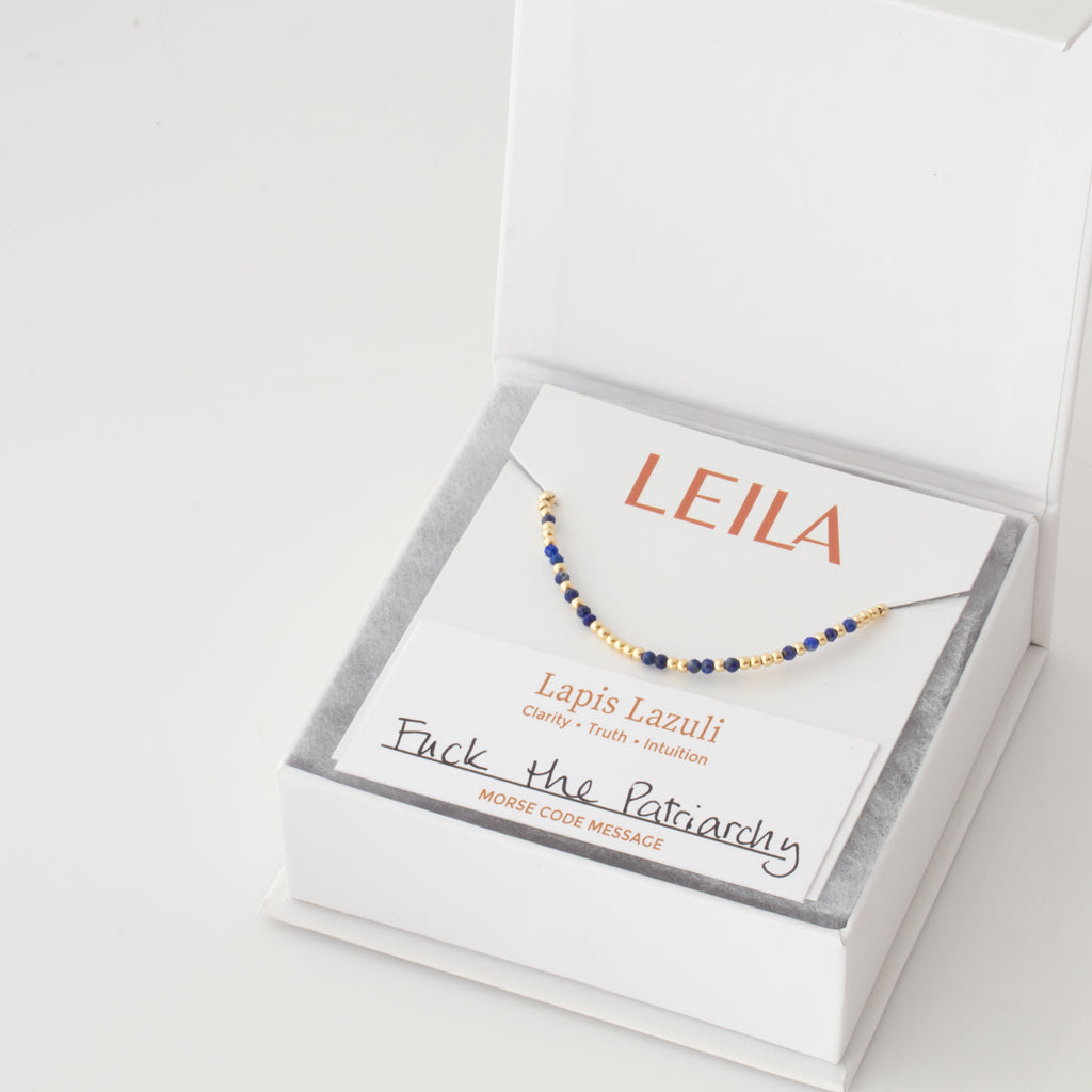 Mini Lapis Lazuli Morse Code Bracelet