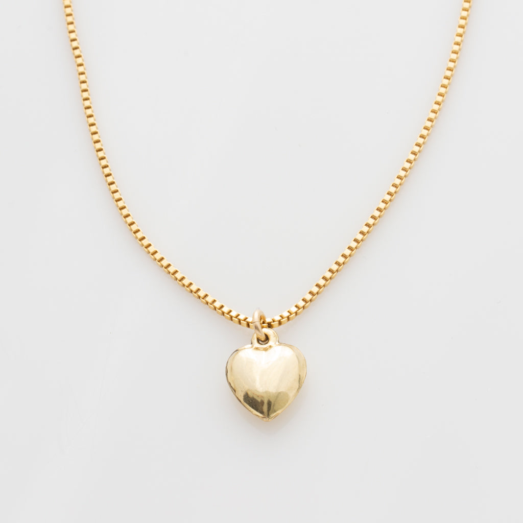 Puffy Heart Box Chain Necklace