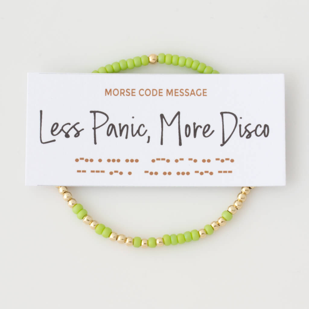 &quot;Less Panic, More Disco&quot; Endless Morse Code Bracelet