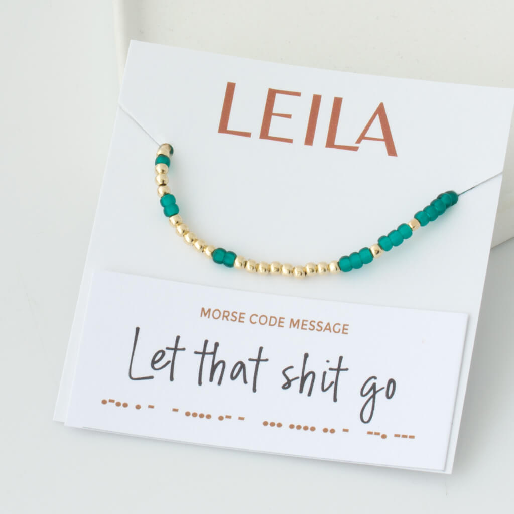 &quot;Let That Shit Go&quot; Endless Morse Code Bracelet