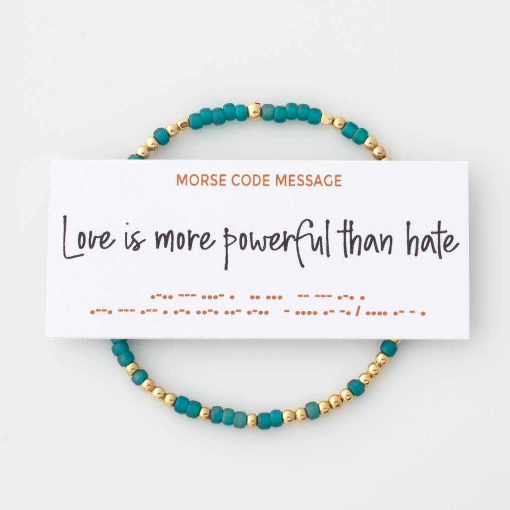 "Love Is More Powerful Than Hate" Endless Morse Code Bracelet