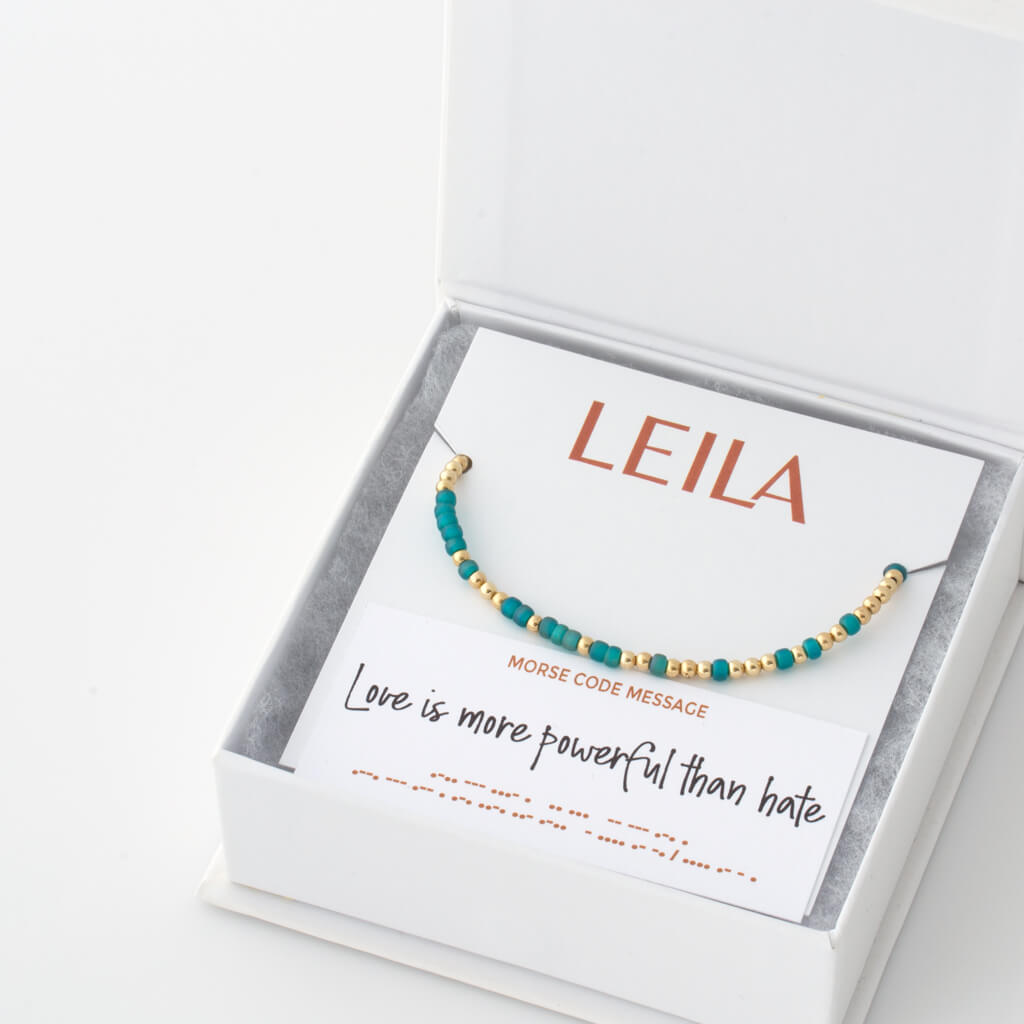 "Love Is More Powerful Than Hate" Endless Morse Code Bracelet