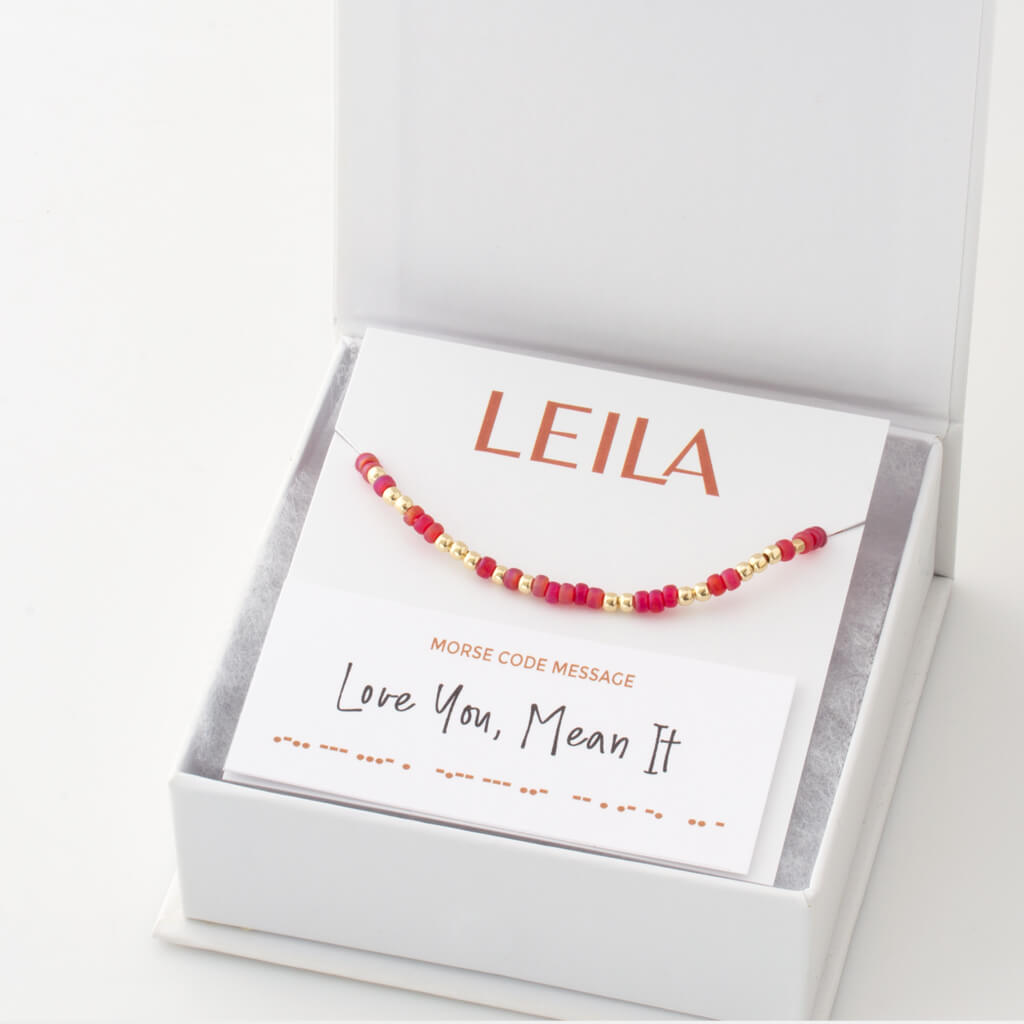 "Love You, Mean It" Endless Morse Code Bracelet
