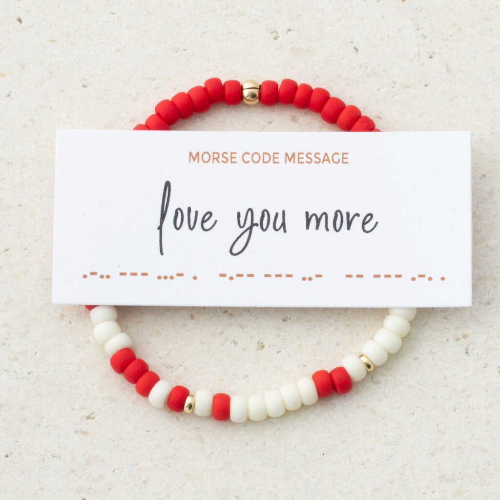 "Love You More" Two-Tone Bubble Morse Code Bracelet