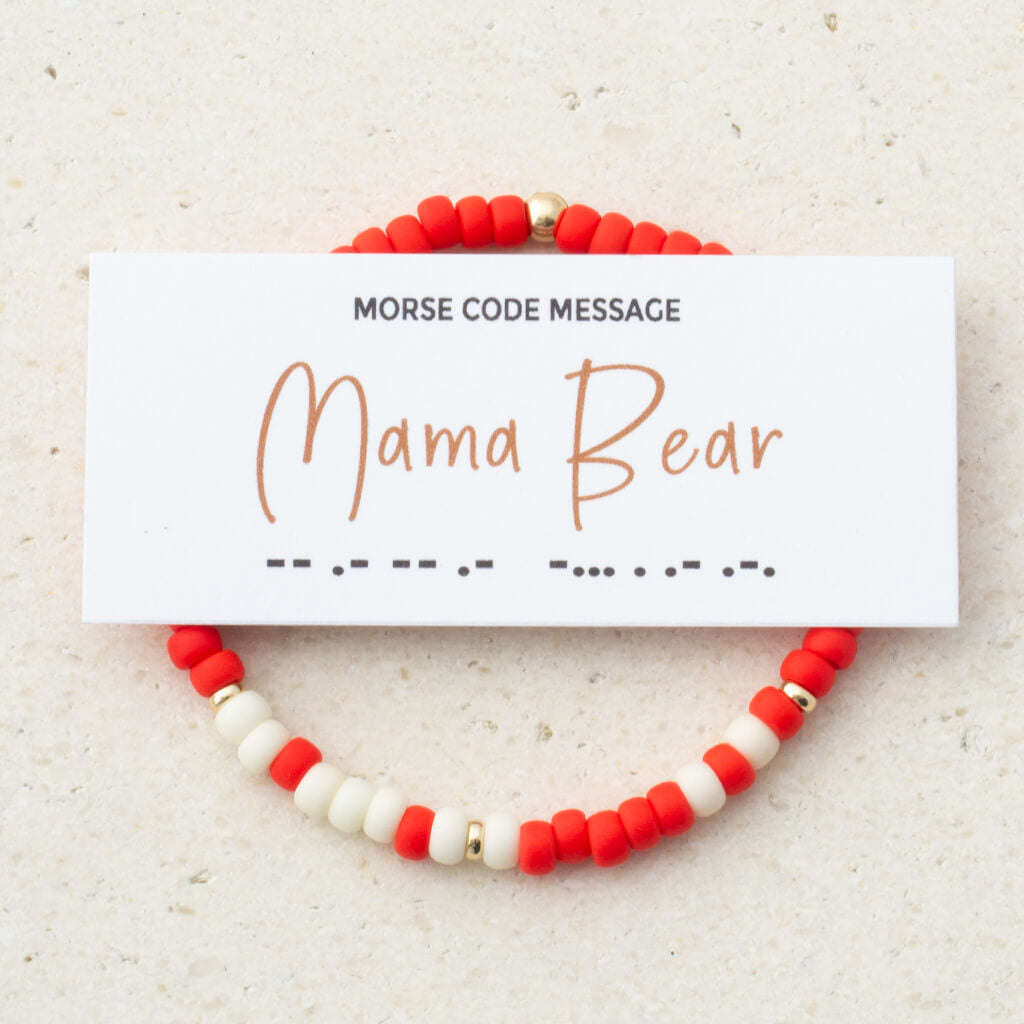 "Mama Bear" Two-Tone Bubble Morse Code Bracelet