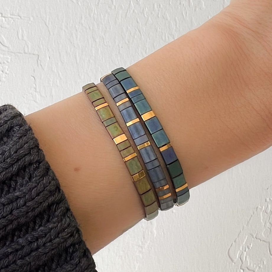 Custom Tila Morse Code Bracelet - Metallic Collection
