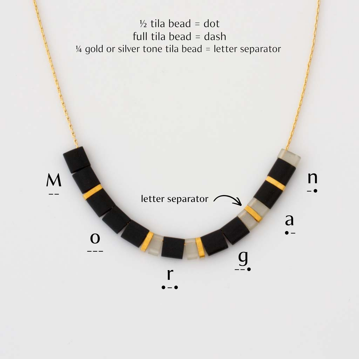 Tila Morse Code Necklace - Monotone Collection