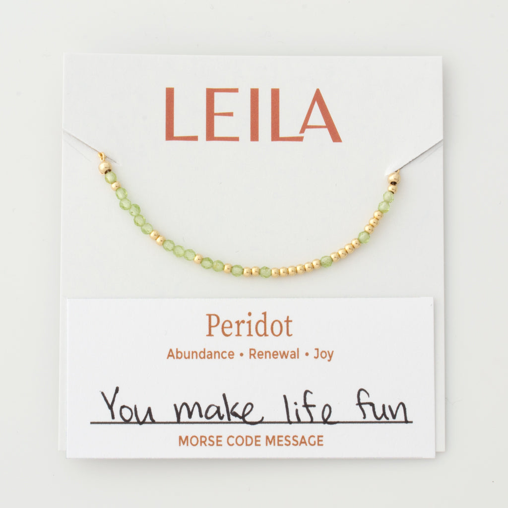 Mini Peridot Morse Code Bracelet