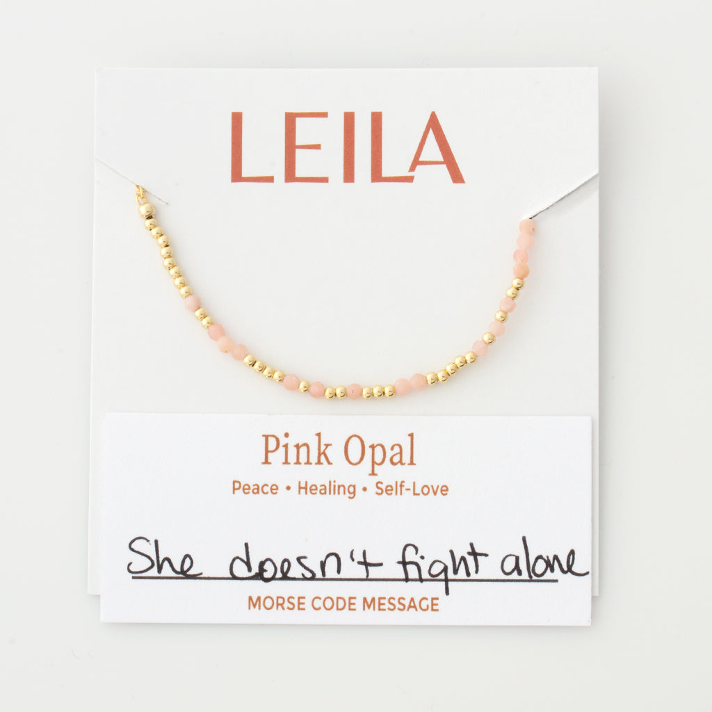 Mini Pink Opal Morse Code Bracelet