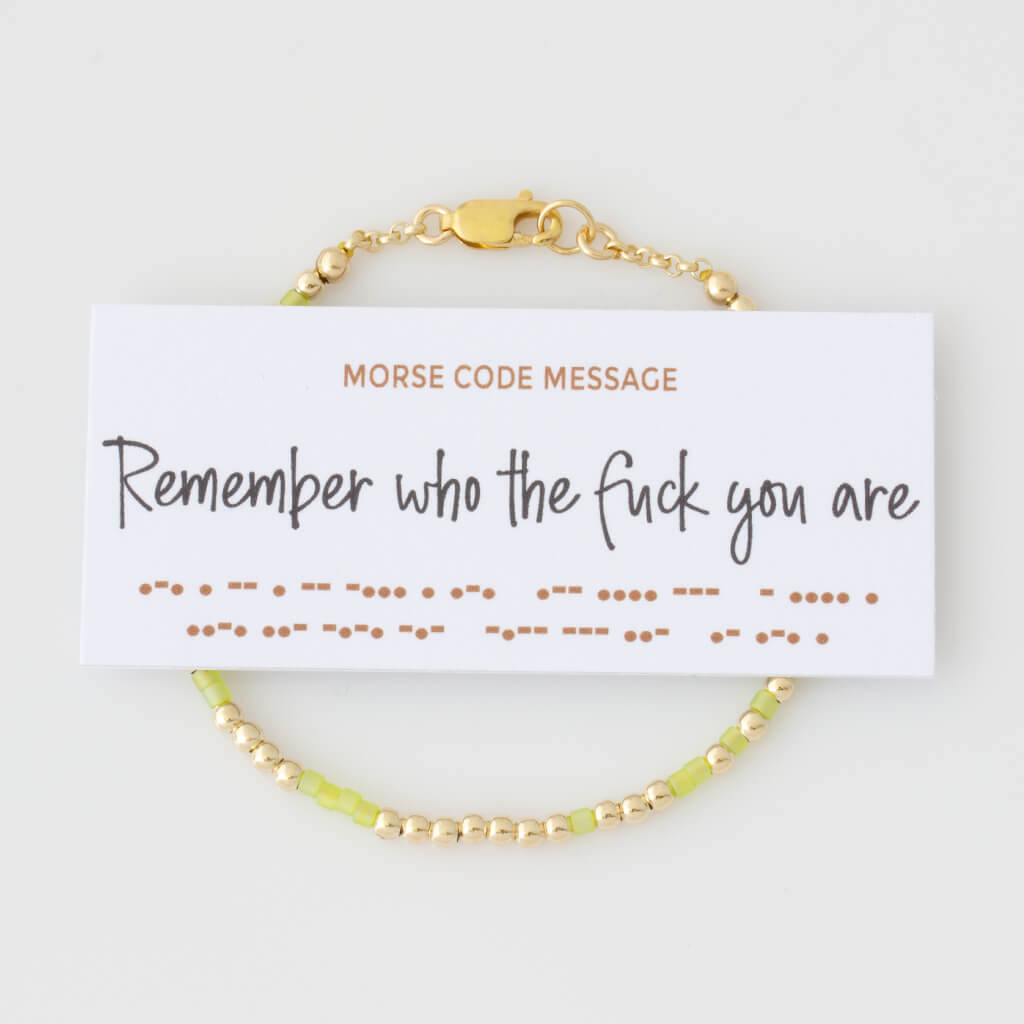 &quot;Remember Who The Fuck You Are&quot; Morse Code Bracelet