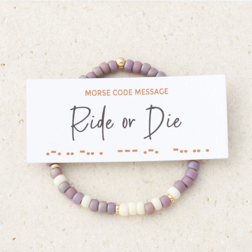 "Ride or Die" Two-Tone Bubble Morse Code Bracelet