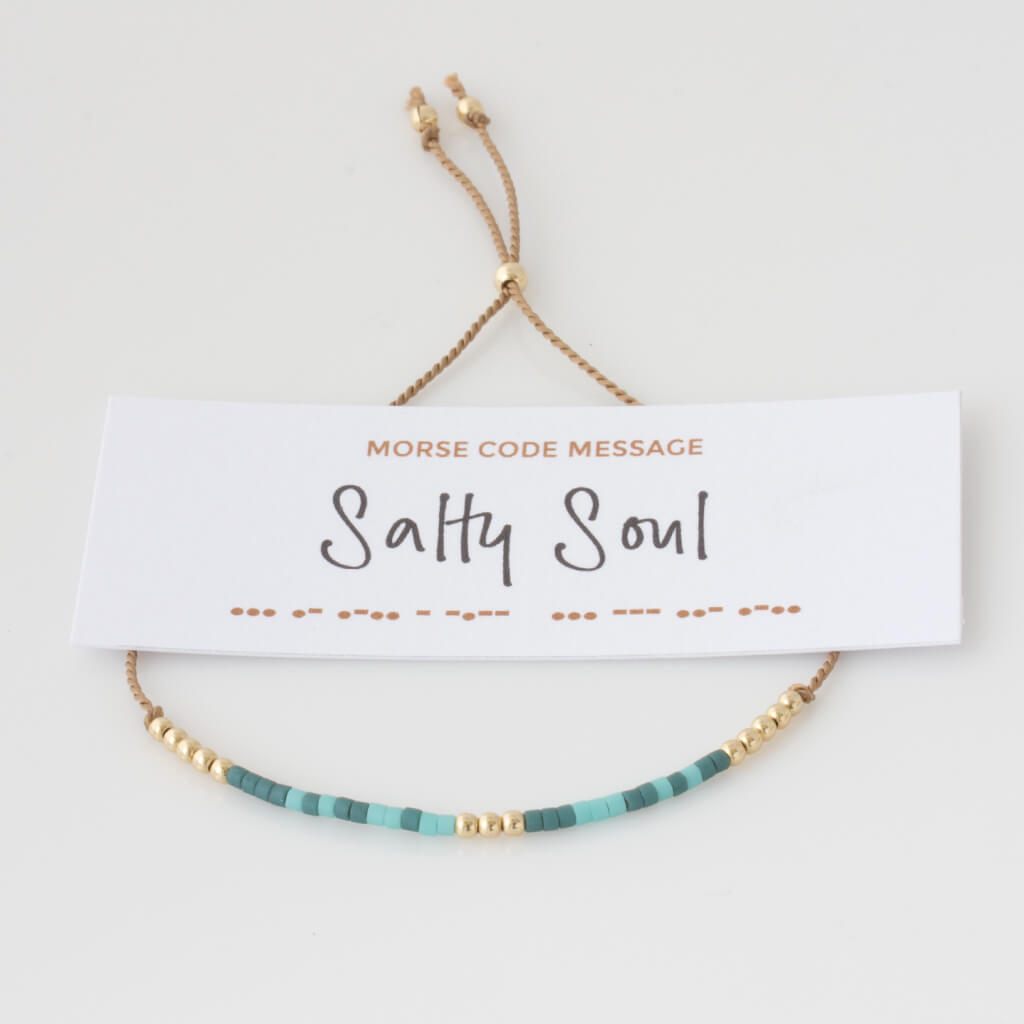 &quot;Salty Soul&quot; Adjustable Silk Morse Code Bracelet