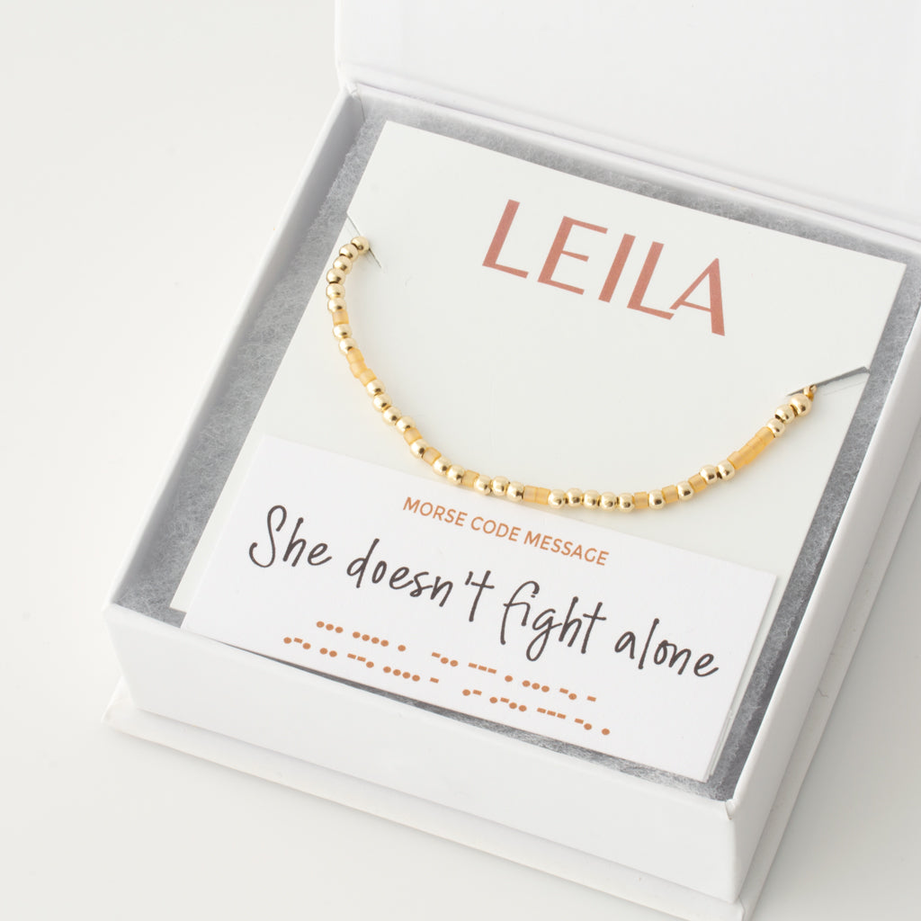 "She Doesn't Fight Alone" Morse Code Bracelet