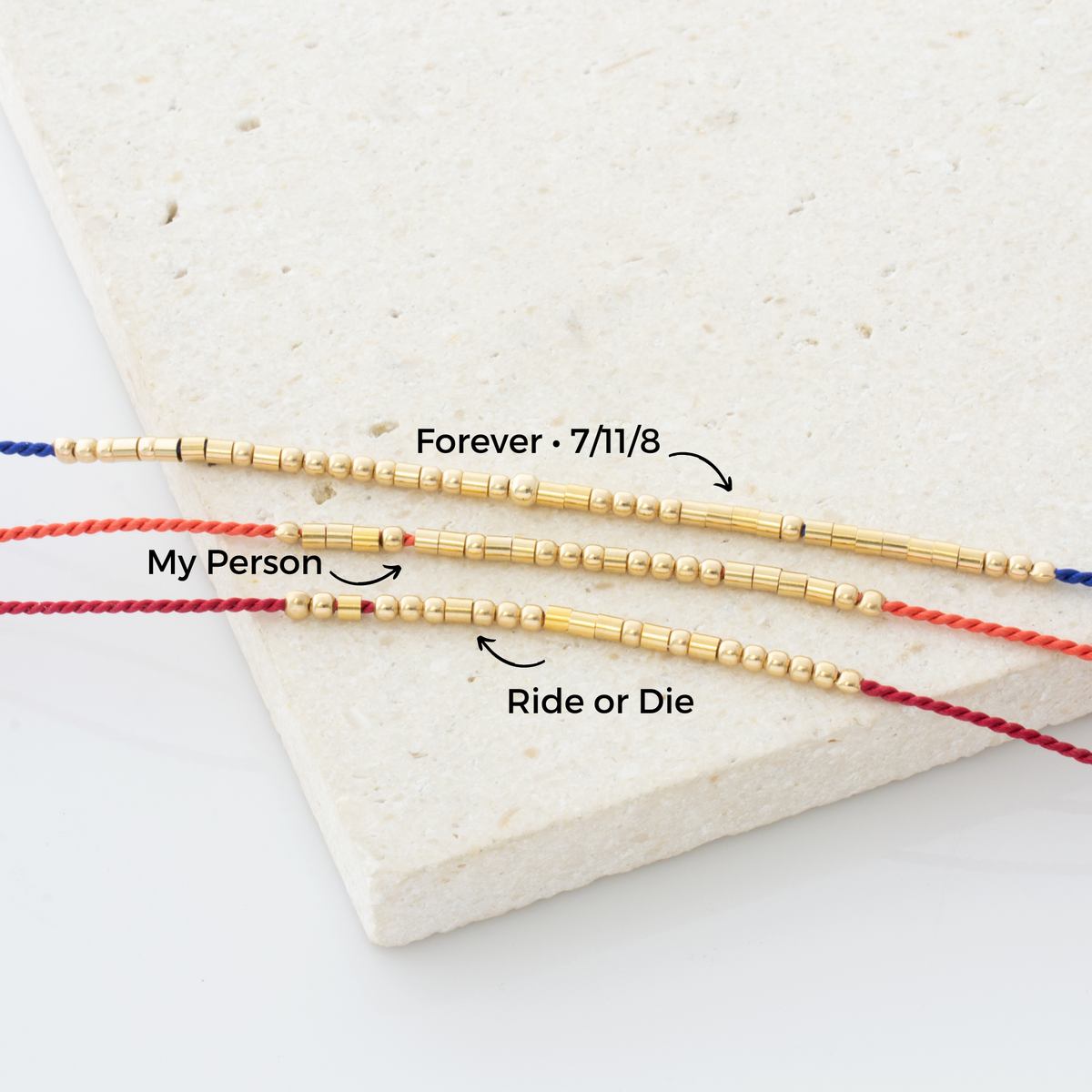 Custom Golden Silk Morse Code Bracelet