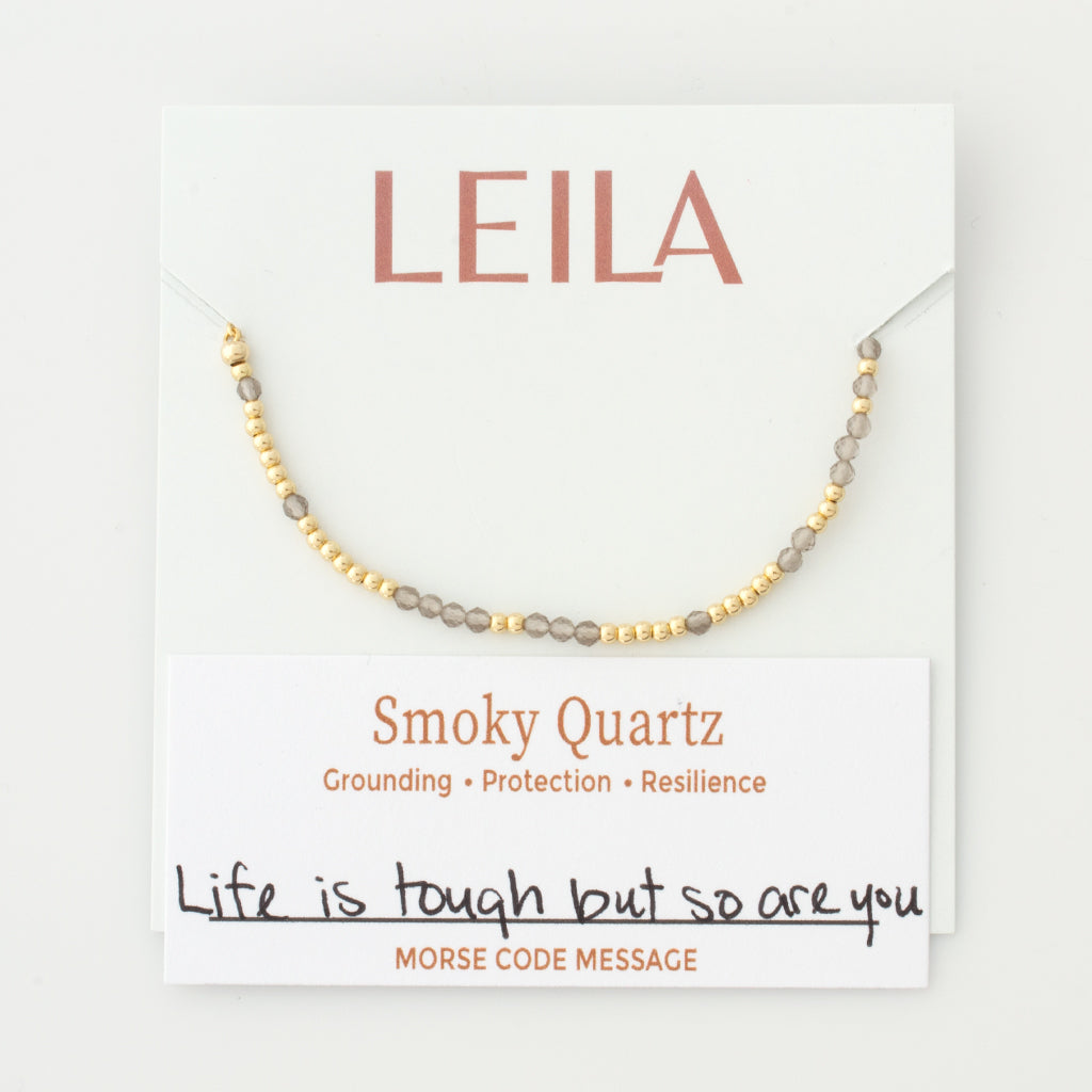 Mini Smoky Quartz Morse Code Bracelet