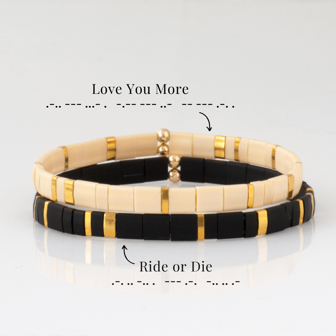 Custom Tila Morse Code Bracelet -  Solid Collection