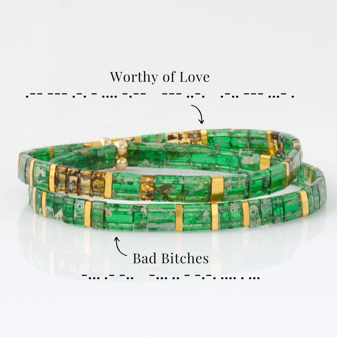 Custom Tila Morse Code Bracelet - Speckled Collection