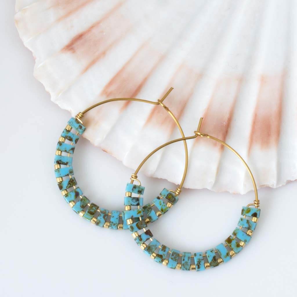 Speckled Tila Hoops
