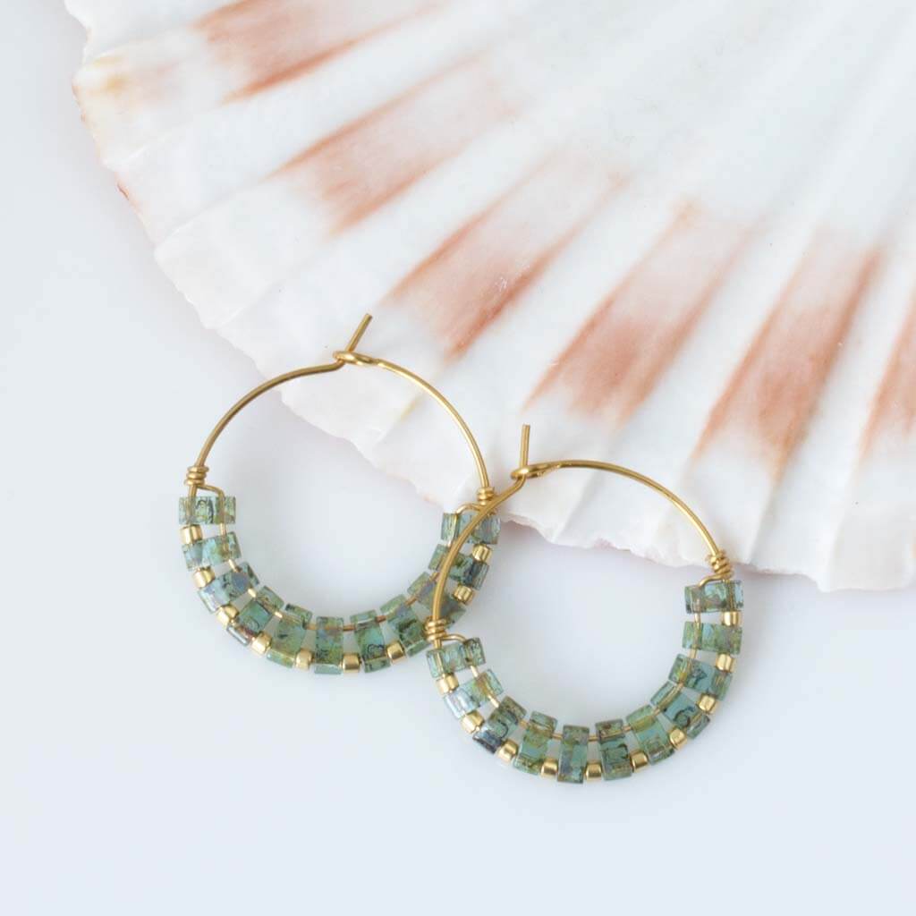 Speckled Tila Hoops