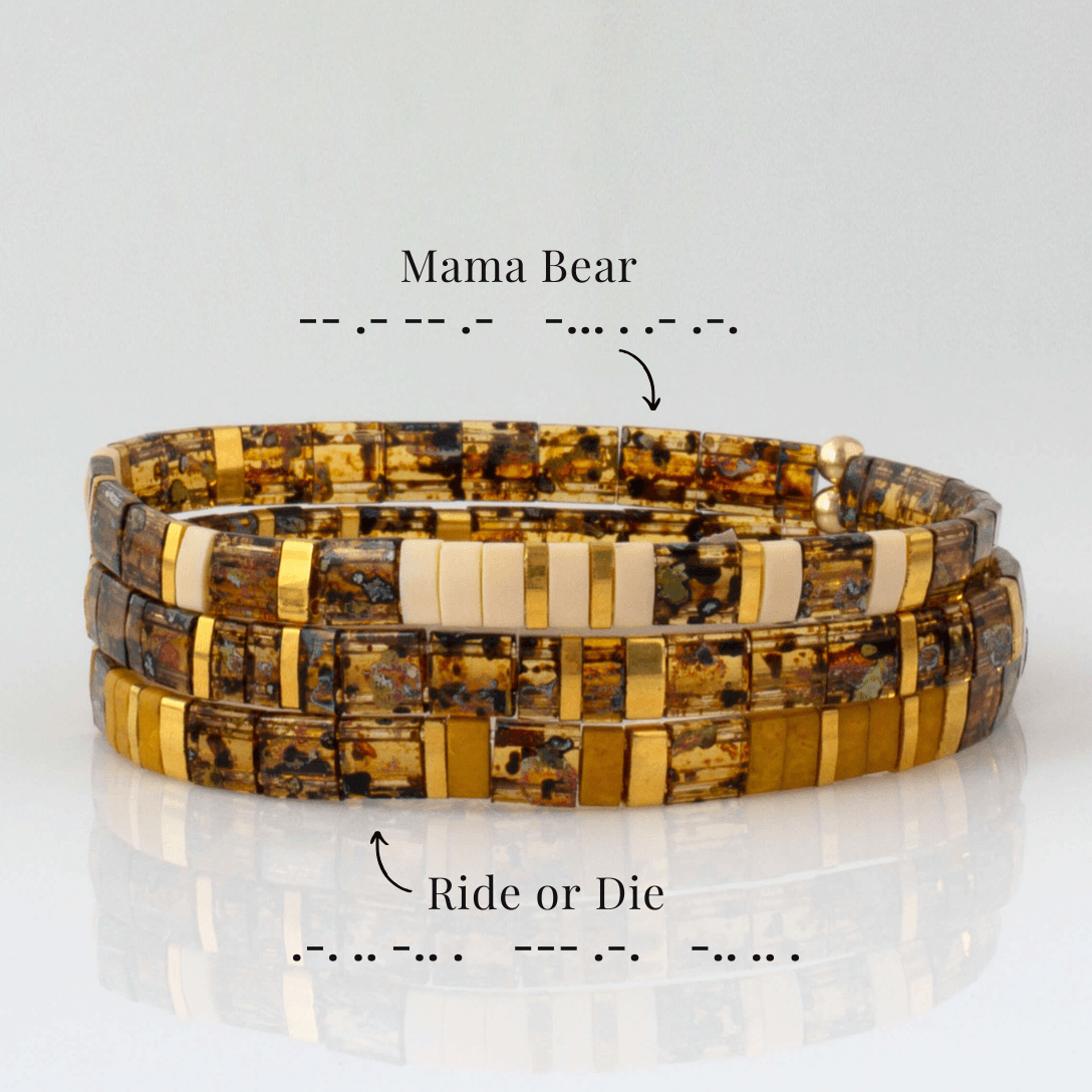 Custom Tila Morse Code Bracelet - Speckled Collection