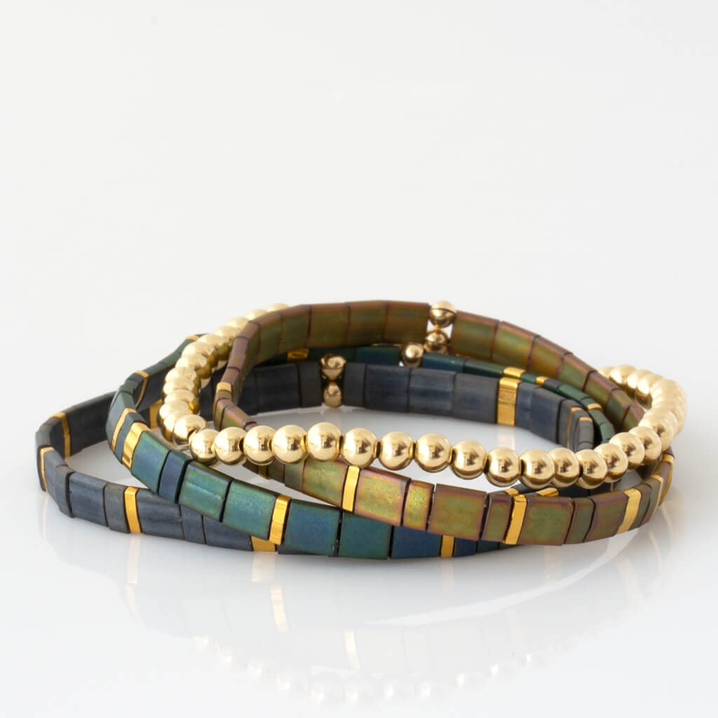 Custom Tila Morse Code Bracelet - Metallic Collection