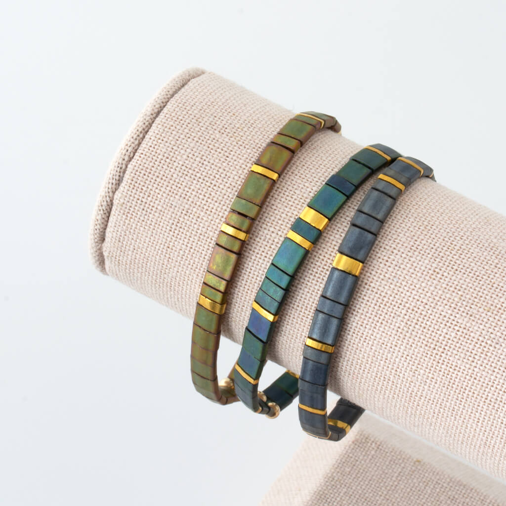 Custom Tila Morse Code Bracelet - Metallic Collection