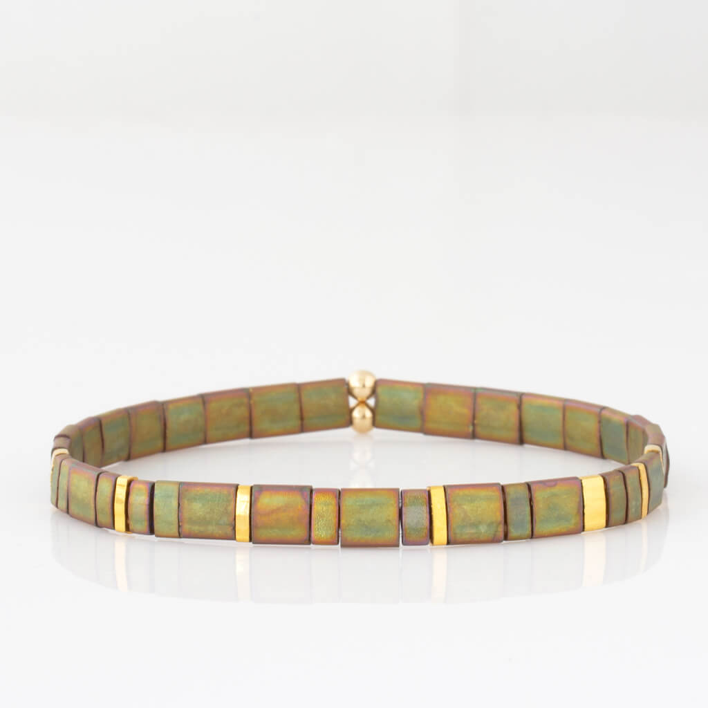 Custom Tila Morse Code Bracelet - Metallic Collection