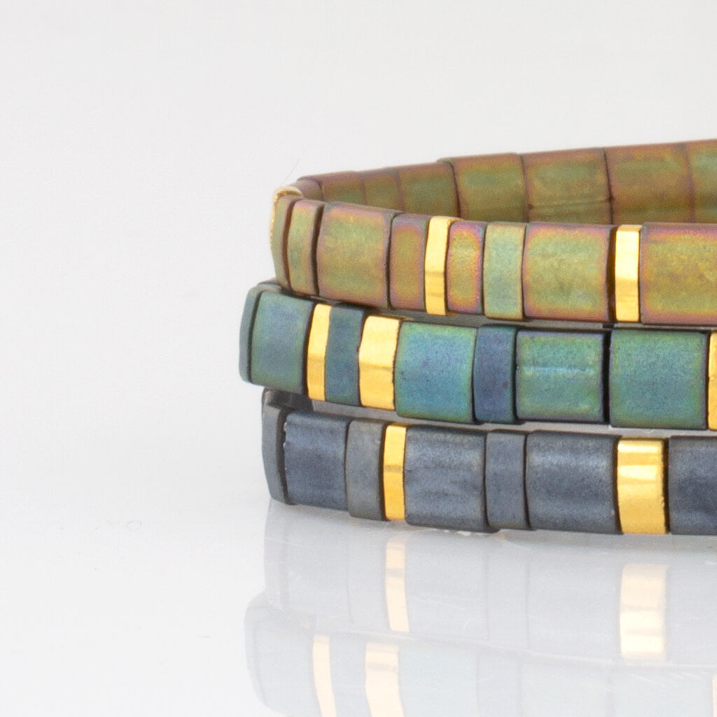 Custom Tila Morse Code Bracelet - Metallic Collection
