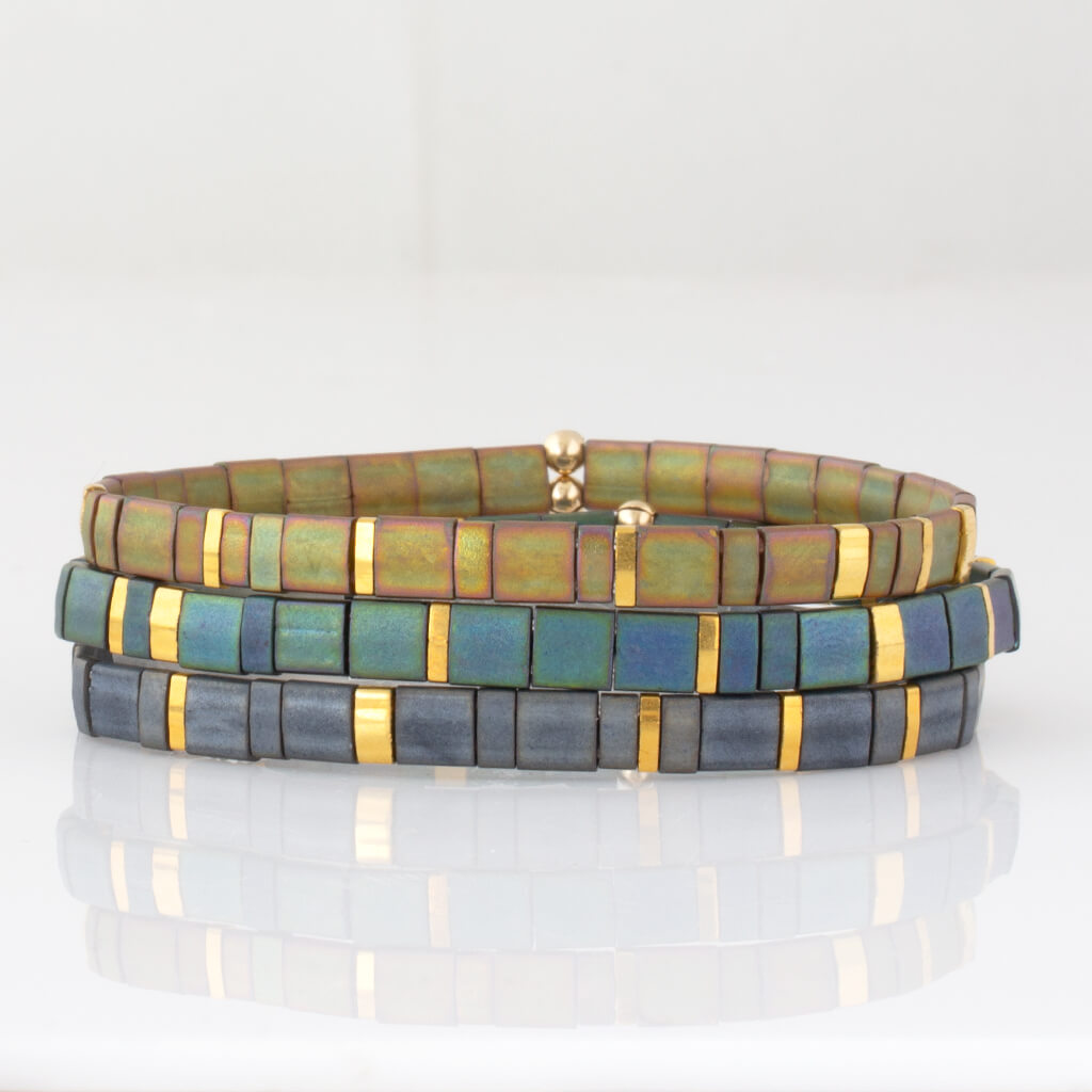 Custom Tila Morse Code Bracelet - Metallic Collection