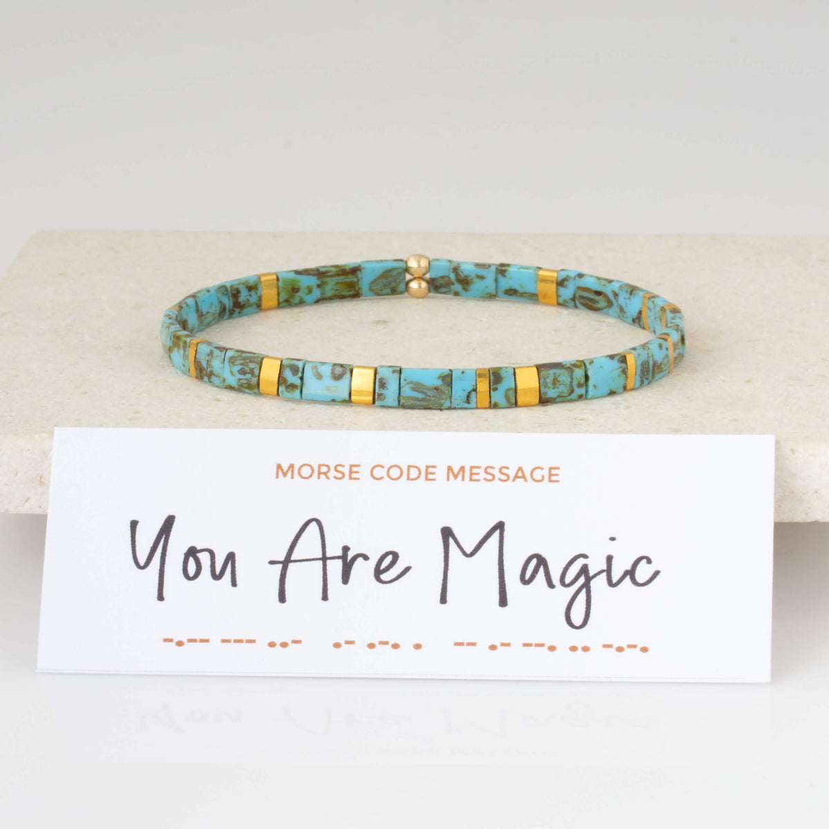 Custom Tila Morse Code Bracelet - Speckled Collection