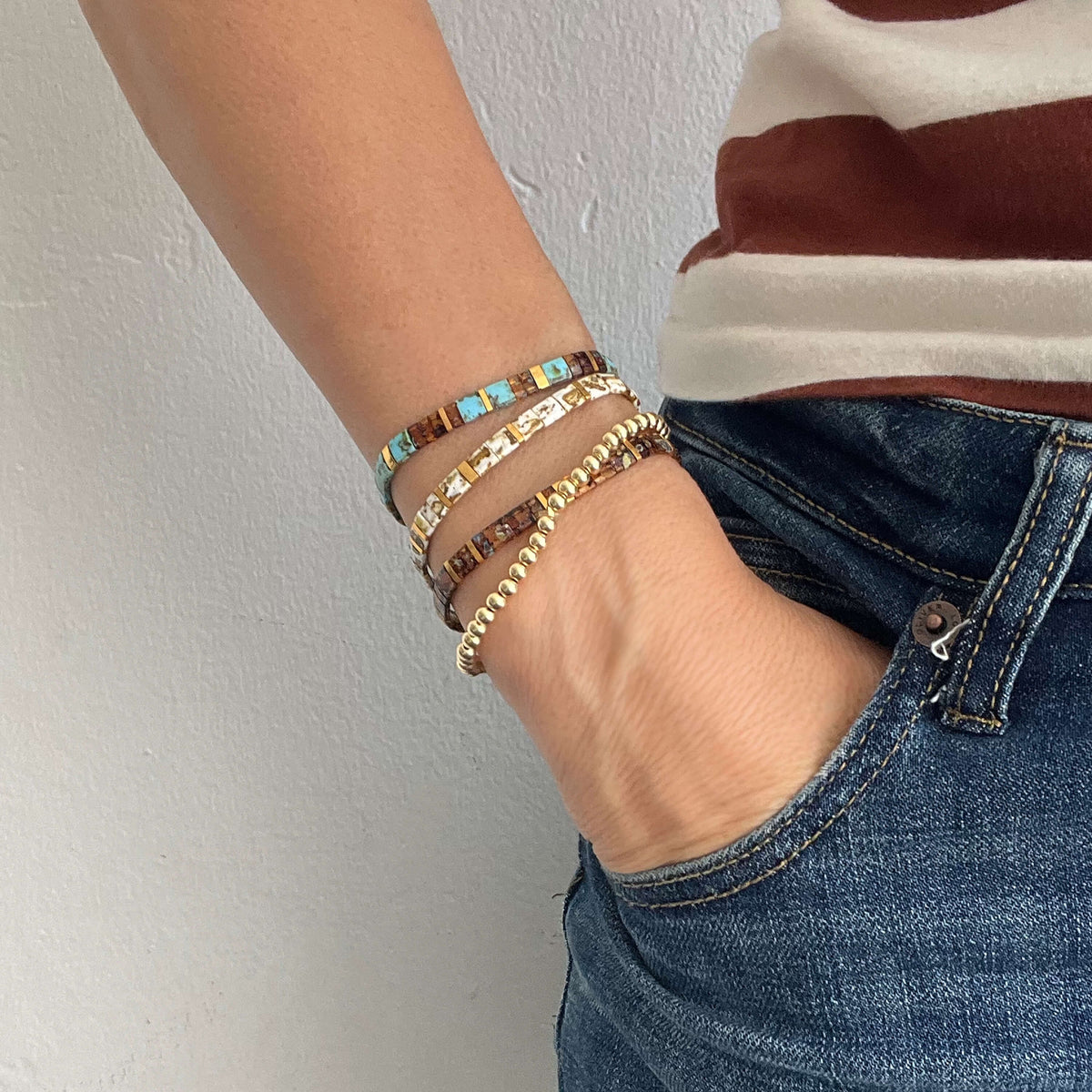 Custom Tila Morse Code Bracelet - Speckled Collection