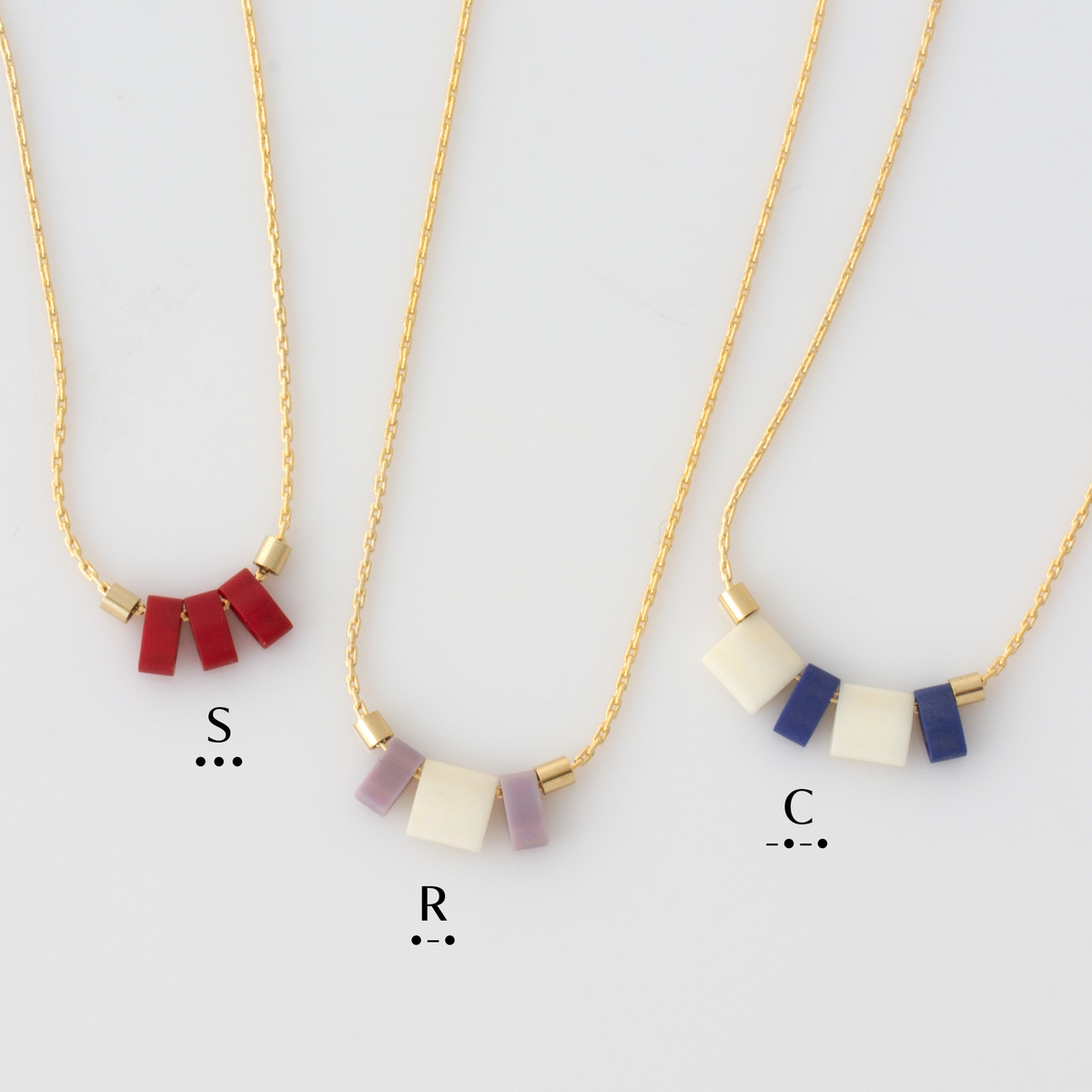 Custom Color Block Morse Code Necklace