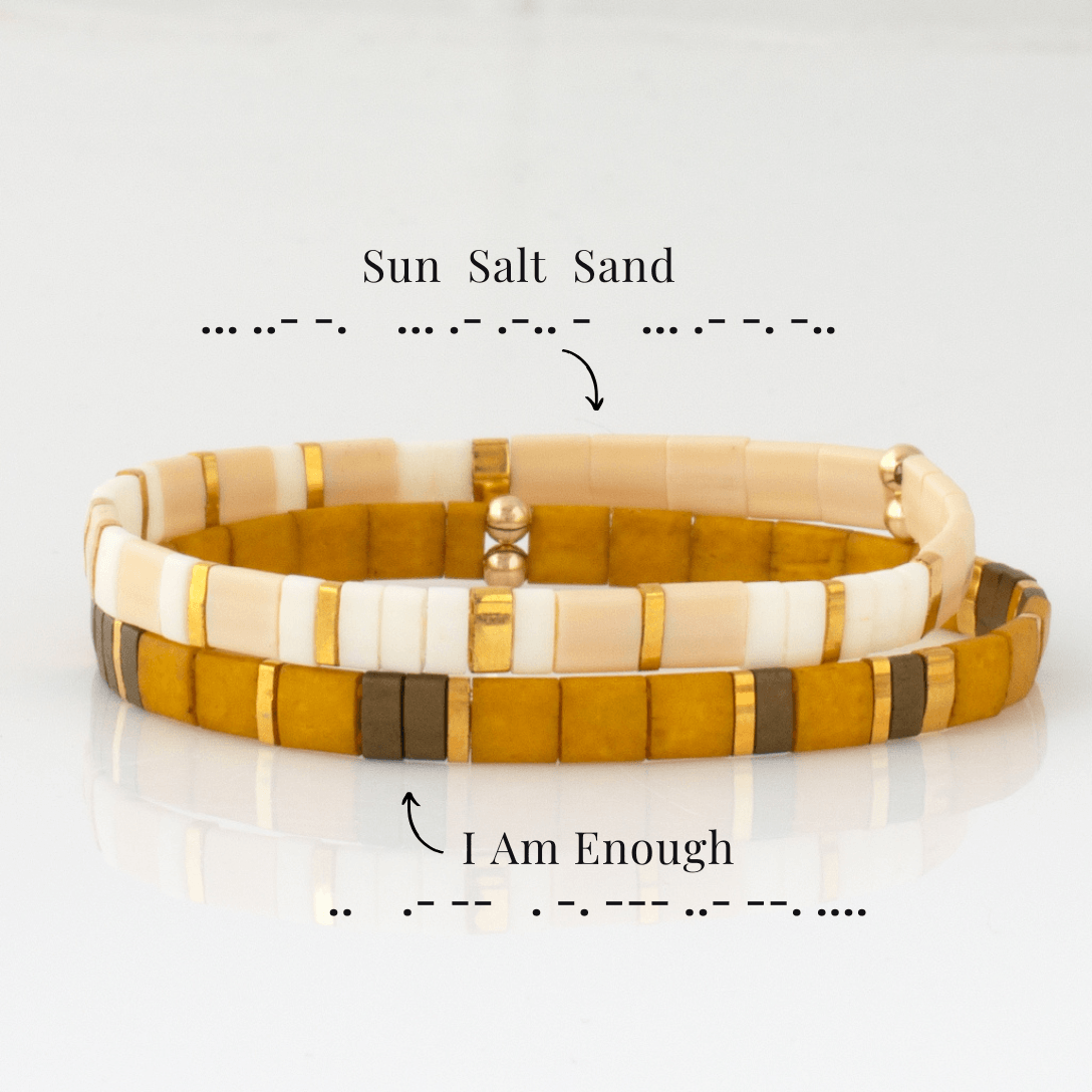 Custom Tila Morse Code Bracelet - Two-Tone Collection