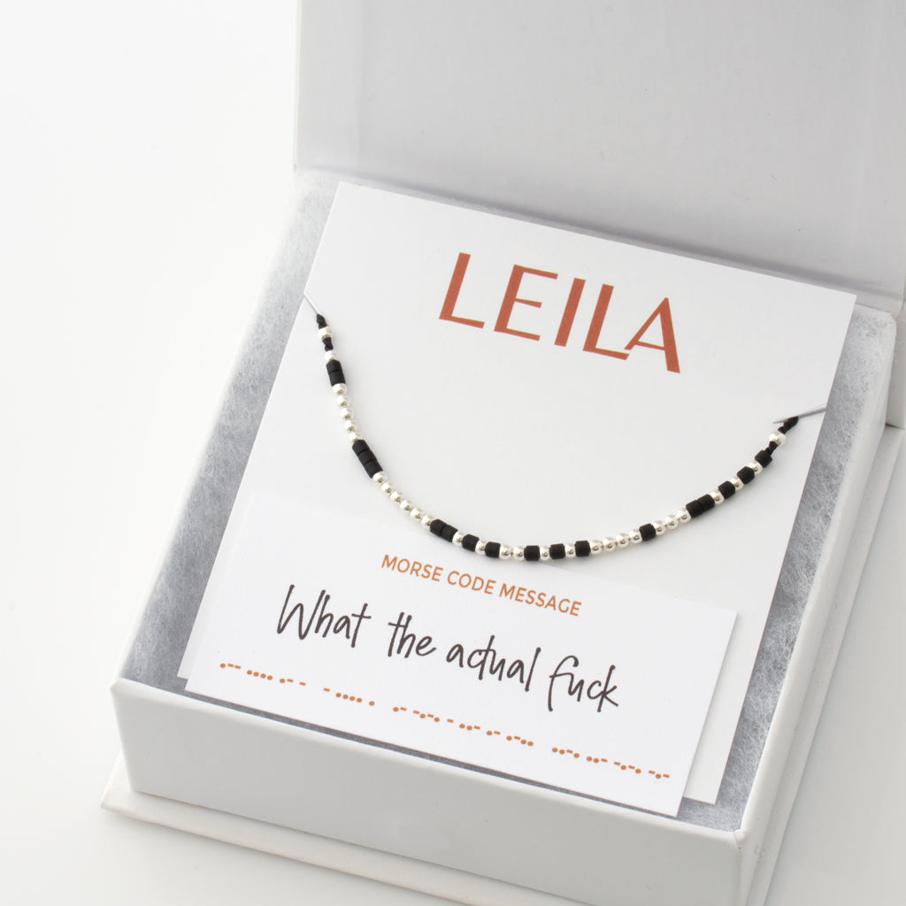 "What The Actual Fuck" Silk Morse Code Bracelet