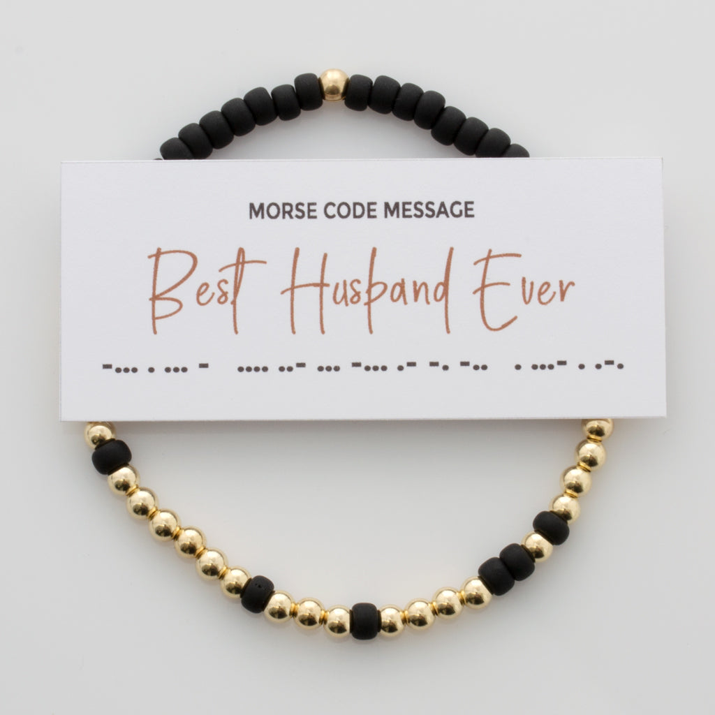 &quot;Best Husband Ever&quot; Men&#39;s Bubble Morse Code Bracelet