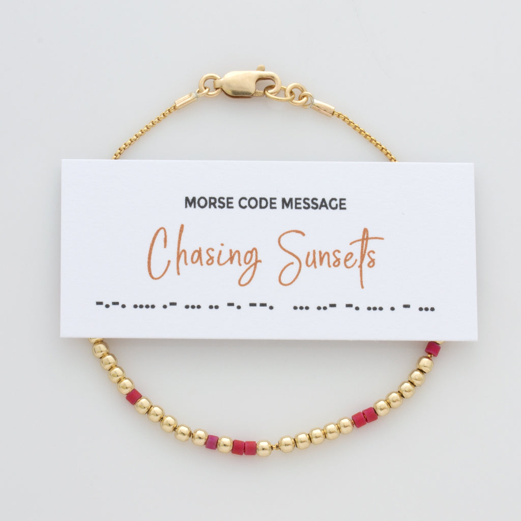 &quot;Chasing Sunsets&quot; Morse Code Bracelet