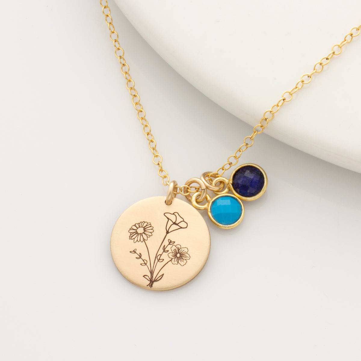 Bouquet and Birthstone Necklace