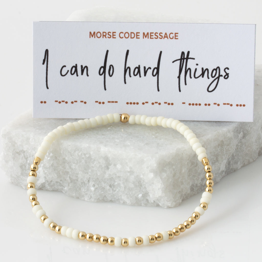 &quot;I Can Do Hard Things&quot; Endless Morse Code Bracelet