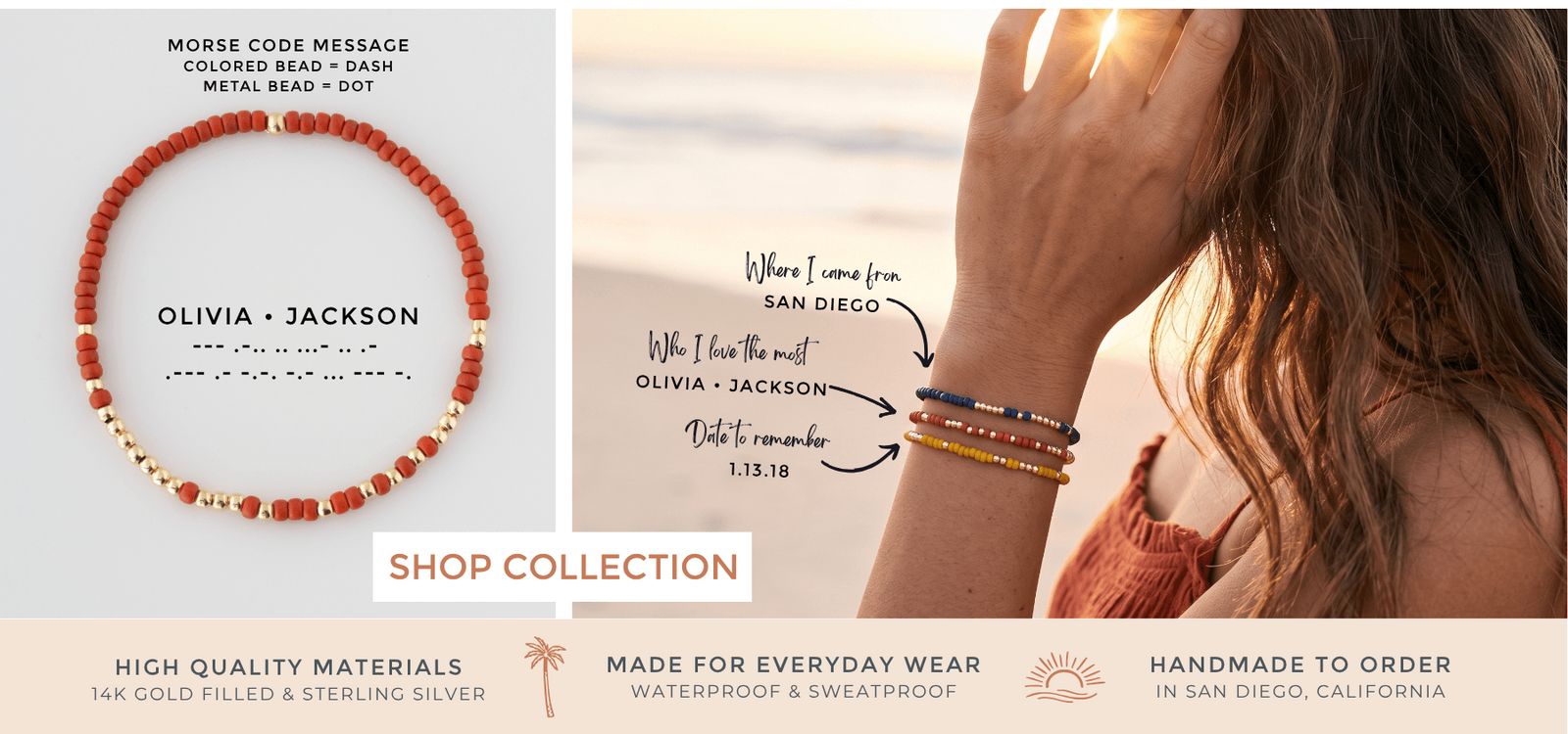 An image with morse code bracelets 