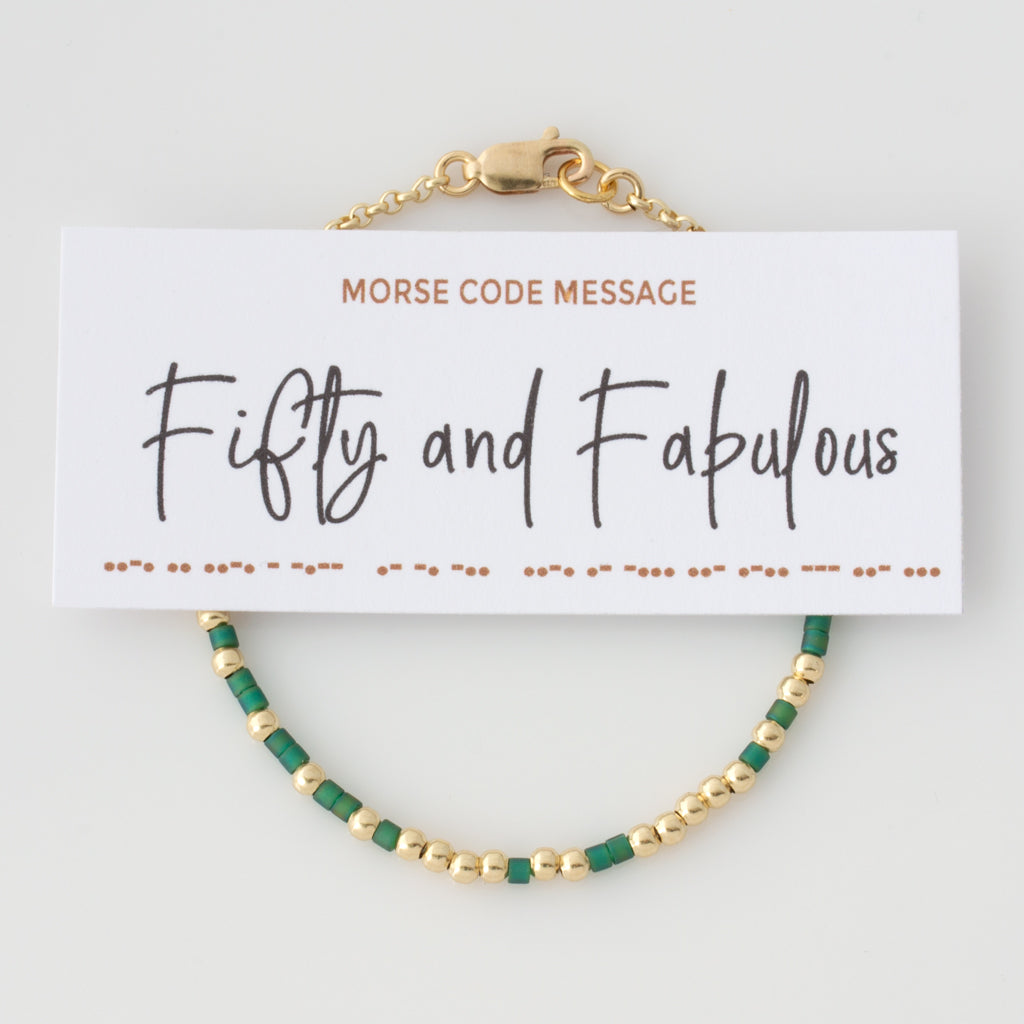 &quot;Fifty and Fabulous&quot; Morse Code Bracelet