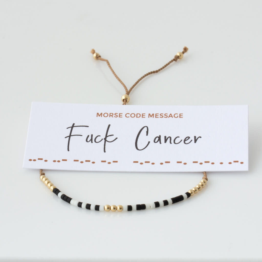 &quot;Fuck Cancer&quot; Adjustable Silk Morse Code Bracelet
