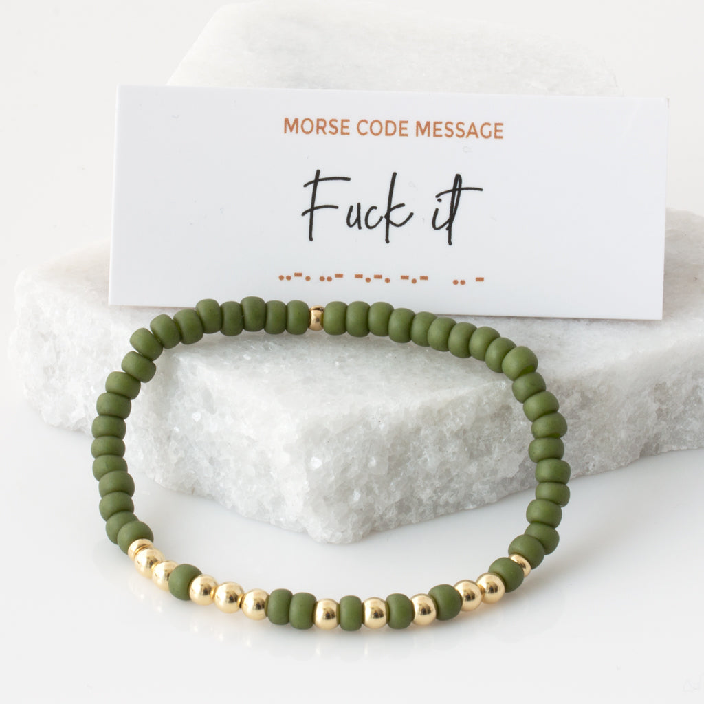 &quot;Fuck It&quot; Bubble Morse Code Bracelet