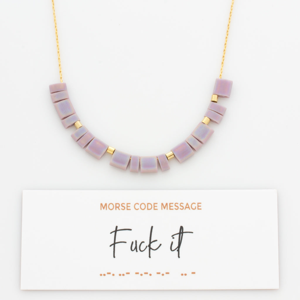 Color Block Morse Code &quot;Fuck It&quot; Necklace