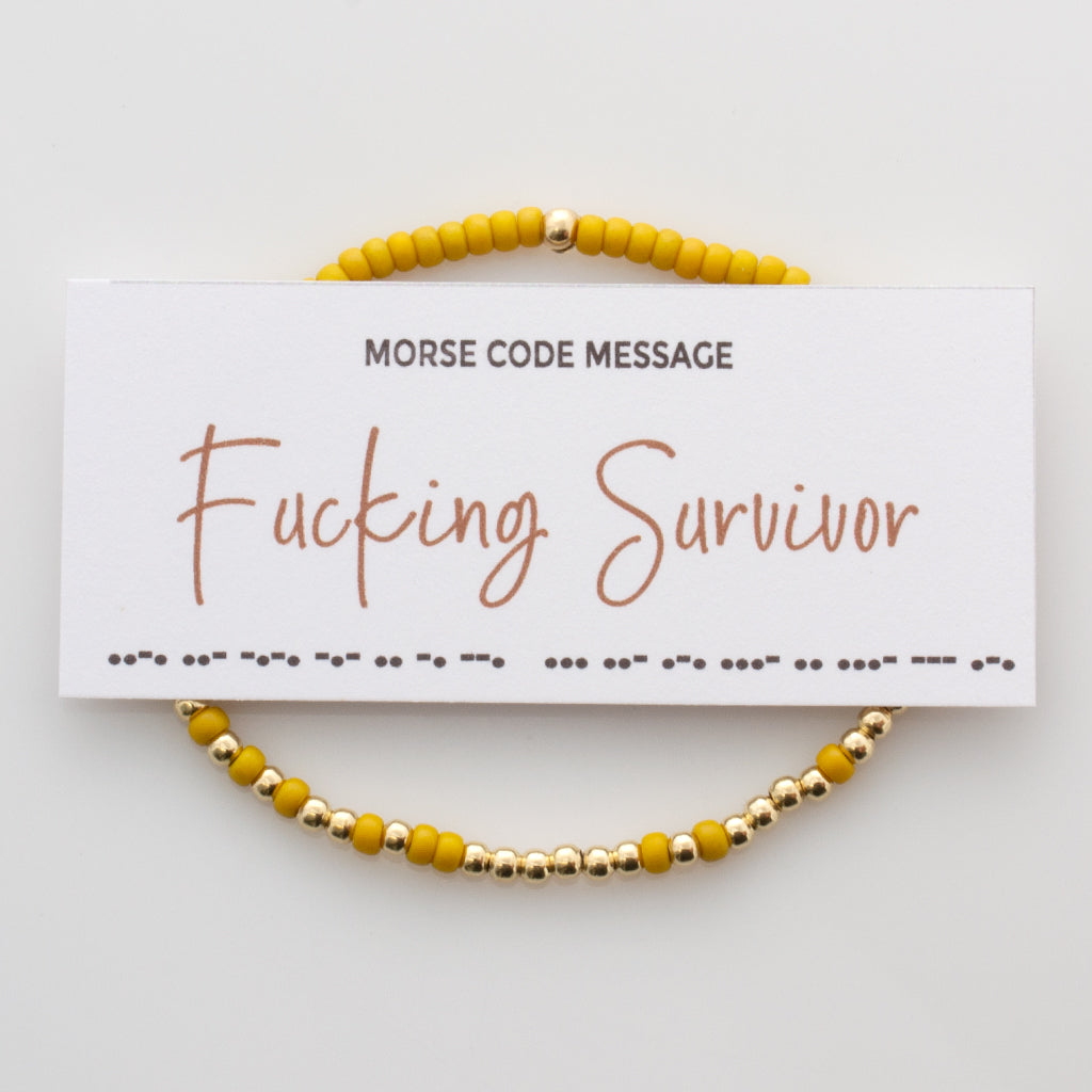 &quot;Fucking Survivor&quot; Endless Morse Code Bracelet