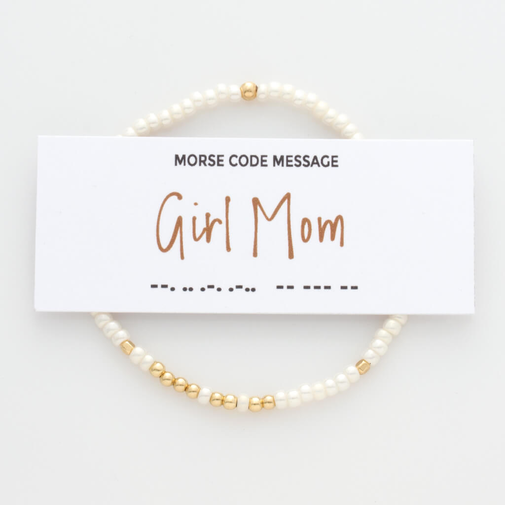 &quot;Girl Mom&quot; Endless Morse Code Bracelet