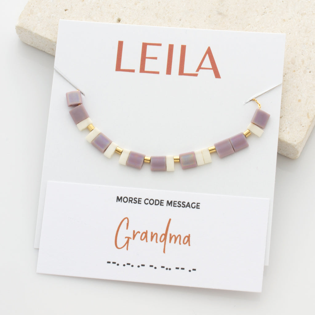 Color Block Morse Code &quot;Grandma&quot; Necklace