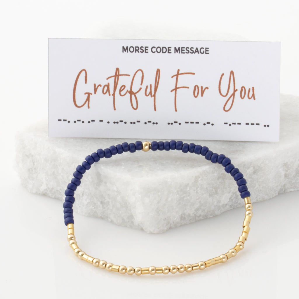 &quot;Grateful For You&quot; Endless Whisper Morse Code Bracelet