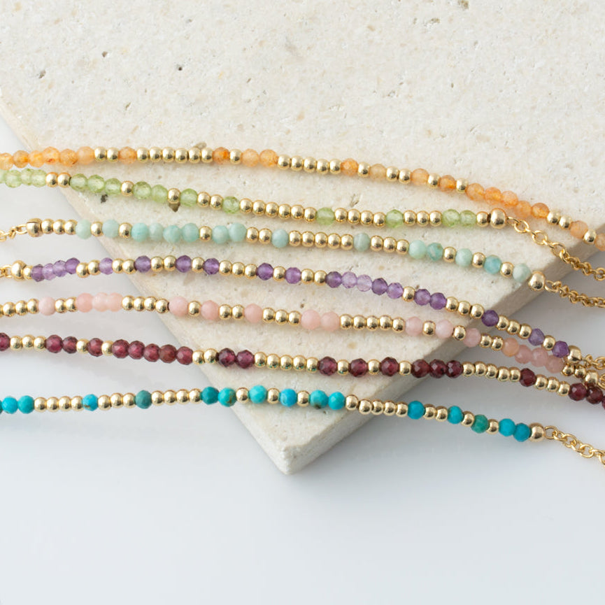 Mini Gemstone Morse Code Bracelet