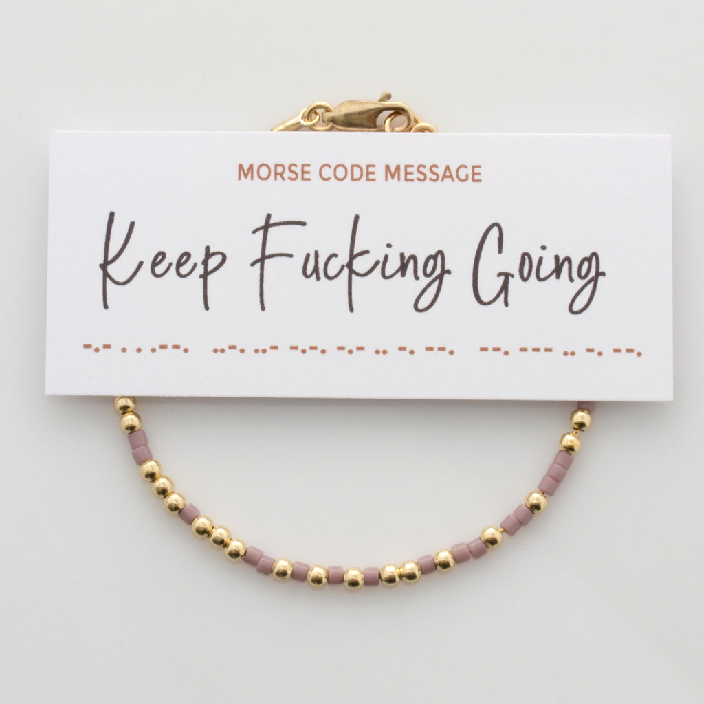 &quot;Keep Fucking Going&quot; Morse Code Bracelet