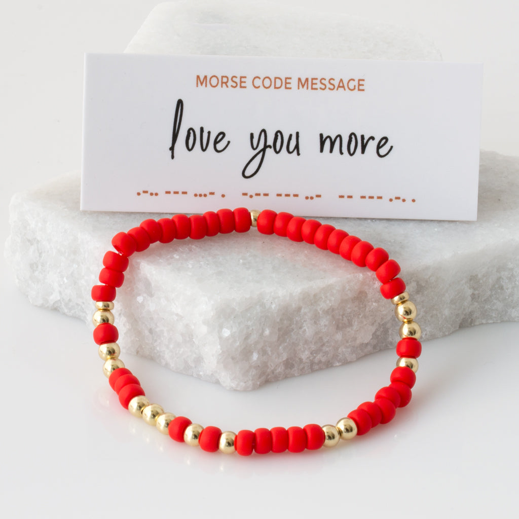 &quot;Love You More&quot; Bubble Morse Code Bracelet